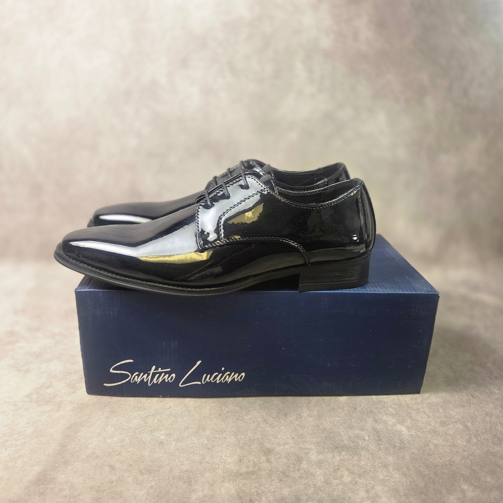 Santino Luciano C-382 Mens Patent Black Formal Dress Shoes Oxford Size 8 New